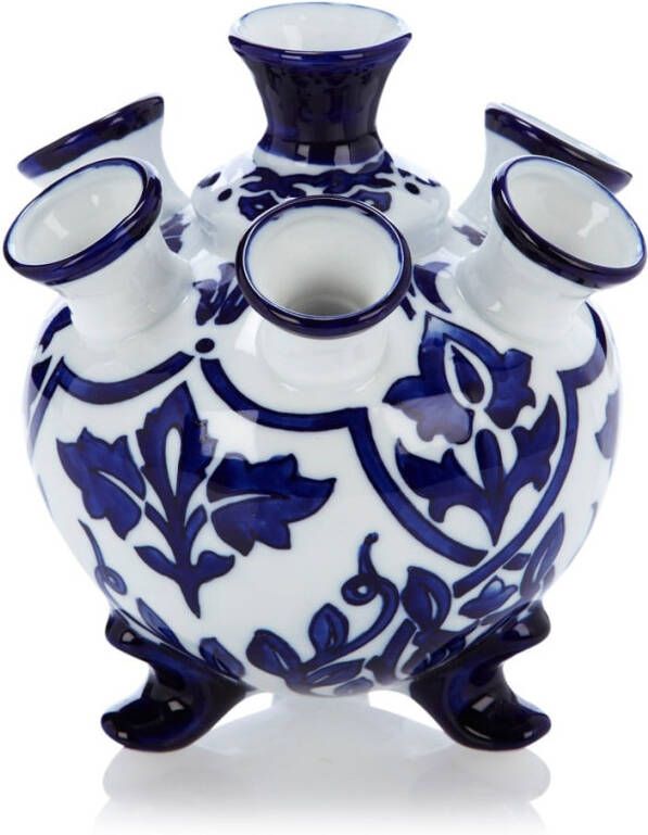 &k amsterdam Tulip Vaas Porselein 17 x 13, 5 cm Blauw