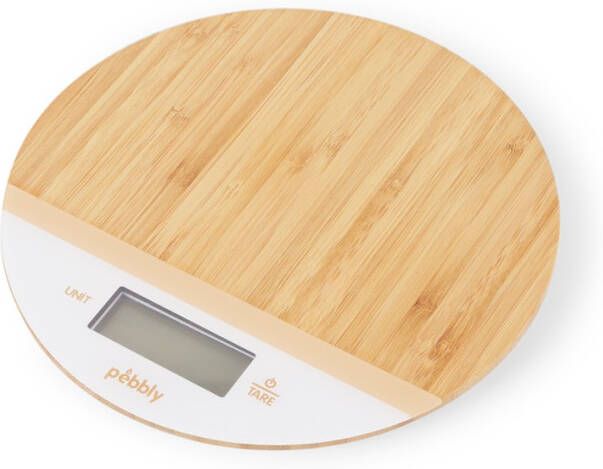 Pebbly Keukenweegschaal 19 Cm Bamboe Wit/naturel