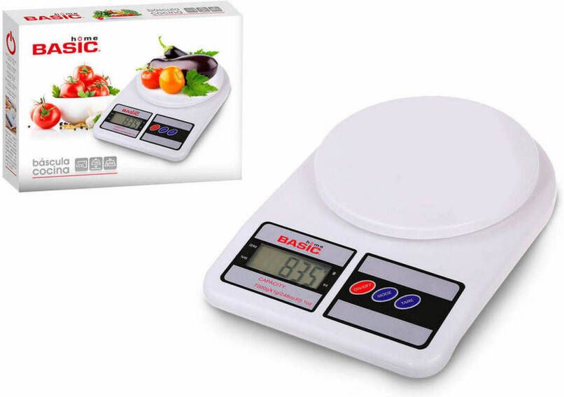 Basic Keukenweegschaal Home Digitaal Lcd 7 Kg Wit(23 X 16 X 3, 6 Cm )