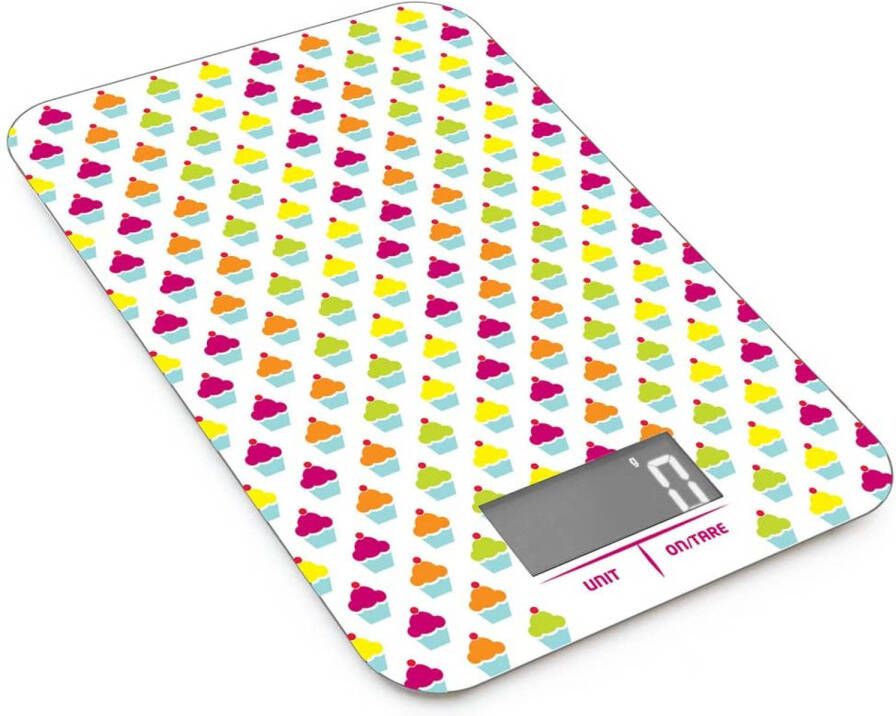 Pebbly Keukenweegschaal Led Cupcake 15 X 23 Cm Aluminium Wit