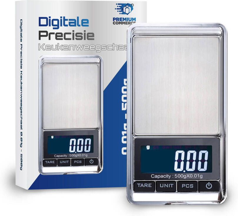 Premium Commerce Precisie Weegschaal Keuken Digitaal 0, 01 Tot 500 Gram Nauwkeurig!