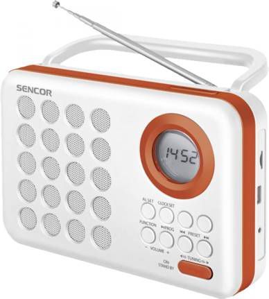 Sencor SRD 220 WOR Digital FM radio Klok Digitaal Oranje, Wit