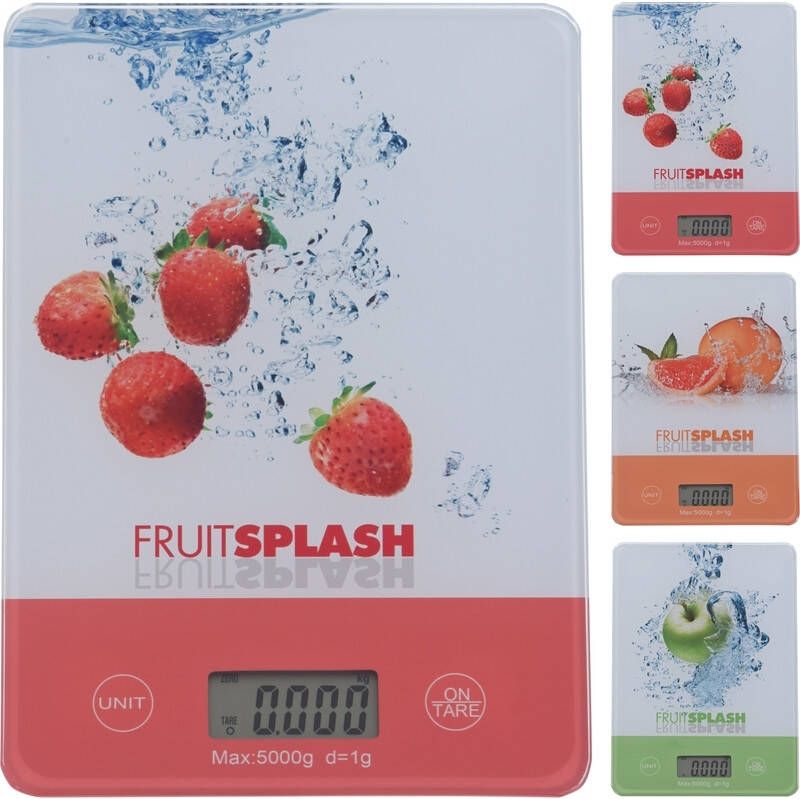 Massamarkt Keukenweegschaal "Fruitsplash" Glas