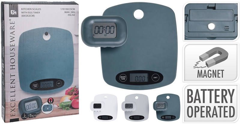 Massamarkt Excellent Houseware Keukenweegschaal Met Eierwekker