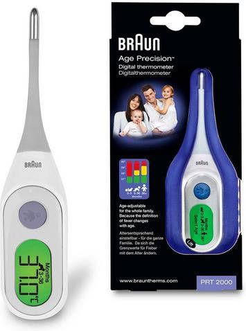 Braun Koortsthermometer PRT2000 Age Precision Digitale thermometer met leeftijdsafhankelijke instelling van de koortsgrenswaarde voor het hele gezin
