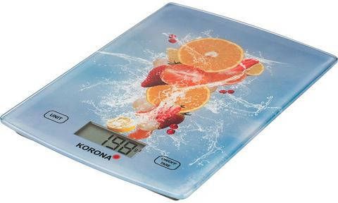 KORONA Keukenweegschaal 70211JULE Glazen weegschaal met fruit motief