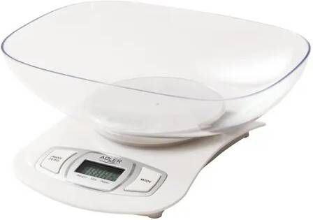 Adler Ad 3137w Keukenweegschaal Met Glazen Kom Wit